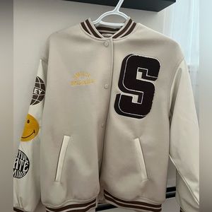 Beige Varsity Smiley Jacket (LIMITED EDITION)